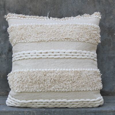 Handwoven Natural & White Cushion Cover