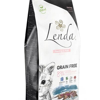 Cibo secco per gatti Lenda Kitten Pollame e pesce
Senza cereali 2 kg
