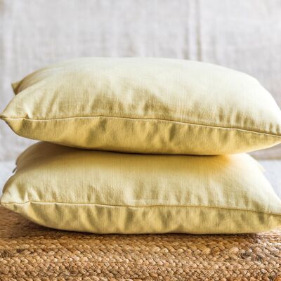 2 LINEN COVERS +2 YELLOW FILLINGS 45X45CM