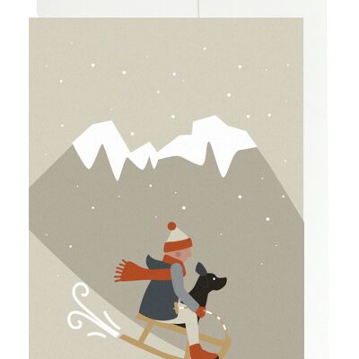 Greeting card - sledge & dog