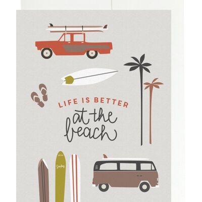 Tarjeta de felicitación - La vida es mejor en la playa.
