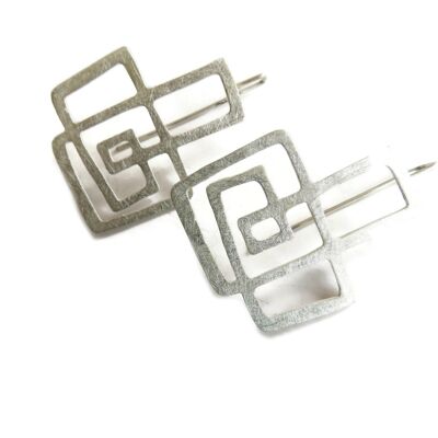 Boucles d'oreilles pendantes contemporaines Silver Line