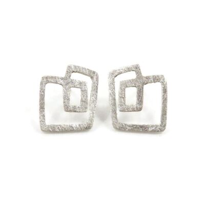 Abstract Silver Stud Earrings, Geometric Silver Earrings
