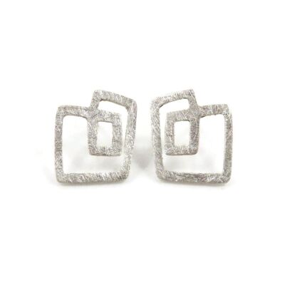 Boucles d’oreilles abstraites Silver Stud, boucles d’oreilles géométriques en argent