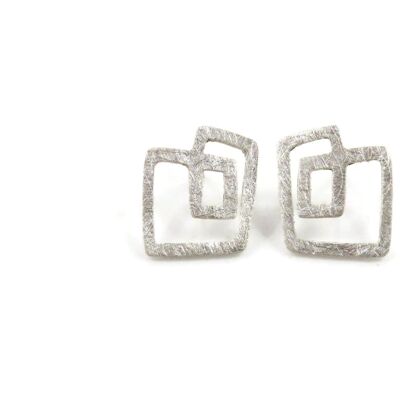 Abstract Silver Stud Earrings, Geometric Silver Earrings
