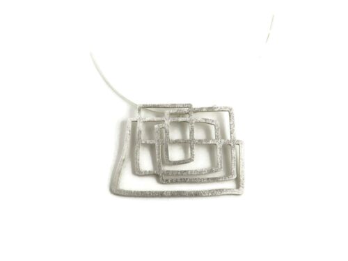 Abstract Silver Large Pendant, Geometric Silver Pendant