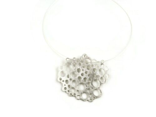 Large Modern Sculptural Silver Pendant, Circles Silver Pendant