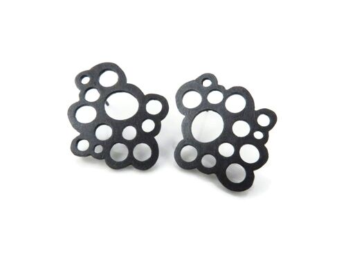 Circles Large Oxidized Silver Stud Earrings