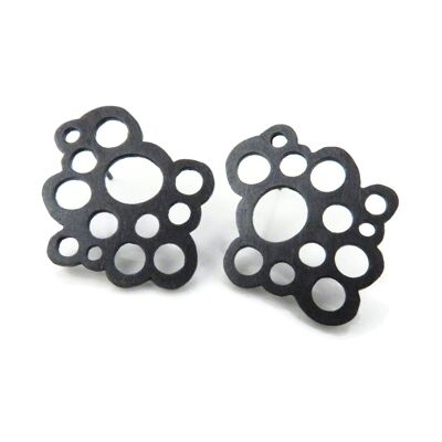 Circles Large Oxidized Silver Stud Earrings