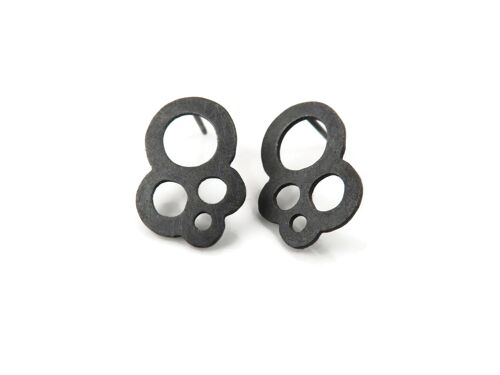 Circles Oxidized Silver Stud Earrings