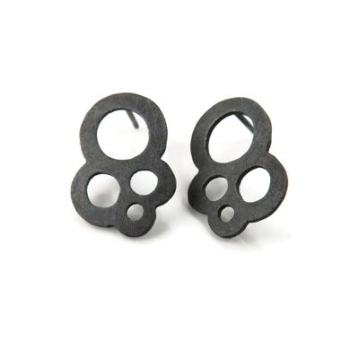 Circles Oxidized Silver Stud Earrings