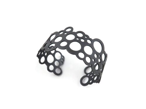 Circles Geometric Oxidized Silver Cuff Bracelet