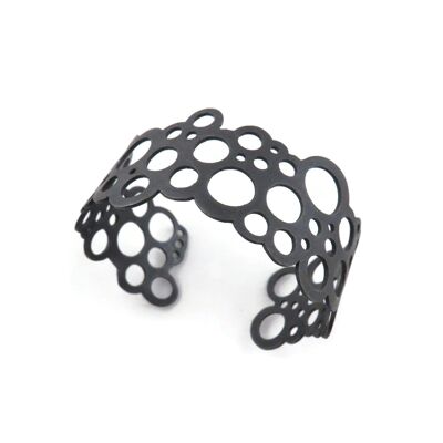 Pulsera Brazalete Círculos Geométricos Plata Oxidada