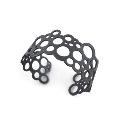 Circles Geometric Oxidized Silver Cuff Bracelet