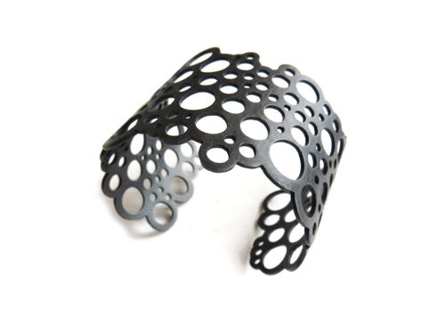 Circles Wide Oxidized Silver Cuff Bracelet