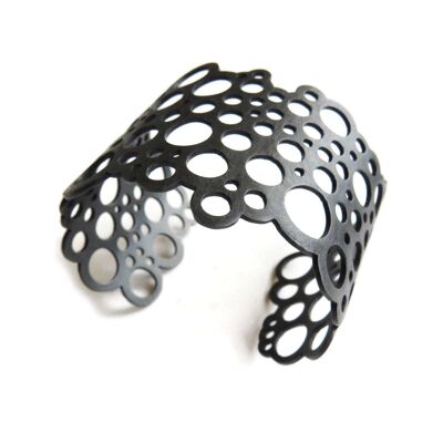 Circles Wide Oxidized Silver Cuff Bracelet