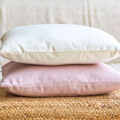 2 LINEN COVERS +2 PINK COLOR FILLINGS 45X45CM