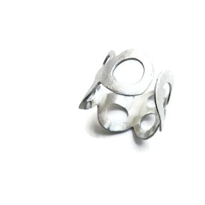 Adjustable Circles Silver Ring