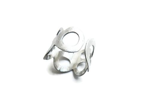 Adjustable Circles Silver Ring, Matte Finish Silver Ring