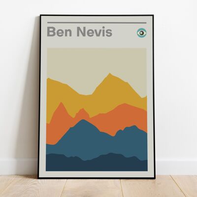 Ben Nevis, Ecosse, Art mural minimaliste, Impression de cuisine, Affiche de voyage, Art géométrique, Impression rétro, Highlands écossais, Cadeau de pendaison de crémaillère