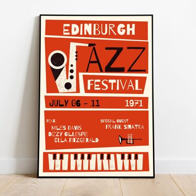 Affiche de jazz d'Édimbourg, affiche d'Ella Fitzgerald, impression de cuisine, impression de jazz, art mural vintage, impression rétro, cadeau de pendaison de crémaillère, musique jazz