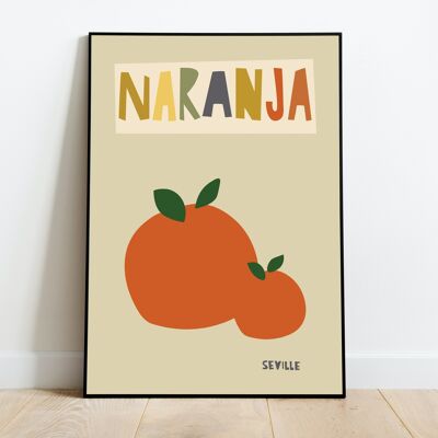 Naranja Oranges Spain - Kitchen Print, Mid Century, Retro Print, Wall Decor, Modern Wall Art, Abstract Poster, Scandinavian Print, Housewarming Gift