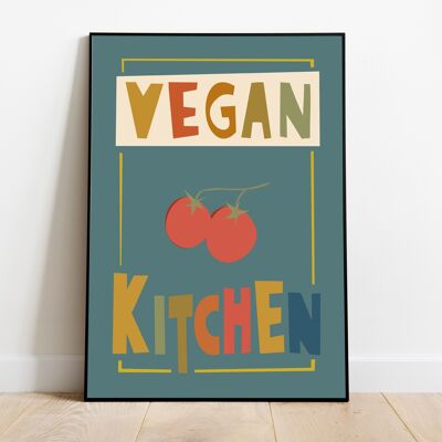 Impression d'art végétalien, cadeau végétarien, milieu du siècle moderne, cadeau gourmand, rétro, art mural de cuisine, décor rétro, affiche de nourriture, mur de galerie coloré