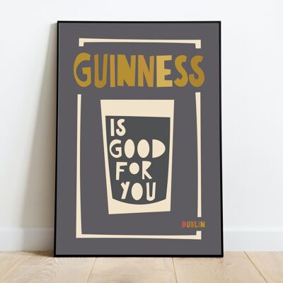 Guinness, Kitchen Print, Cocktail Poster, Foodie Gift, Retro Print, Modern Wall Art, Boho Decor, Typography Print, Mid Century Print