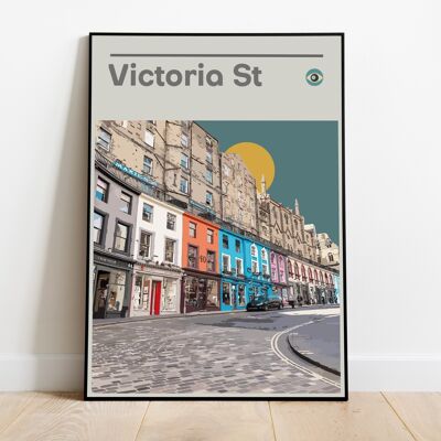Victoria St - Impression d'Édimbourg, Affiche abstraite, Impression de cuisine, Impression rétro, Art mural minimaliste, Cadeau de pendaison de crémaillère écossaise, Culture pop, Impression de voyage