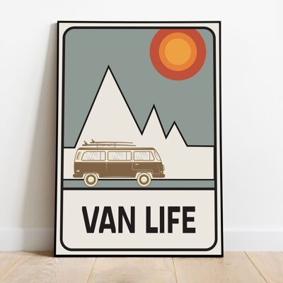 Van Life, VW Campervan, Impression de voyage, Affiche de cuisine, Art mural de chambre à coucher, Impression rétro, Décor minimaliste, Art mural moderne, Cadeau de pendaison de crémaillère