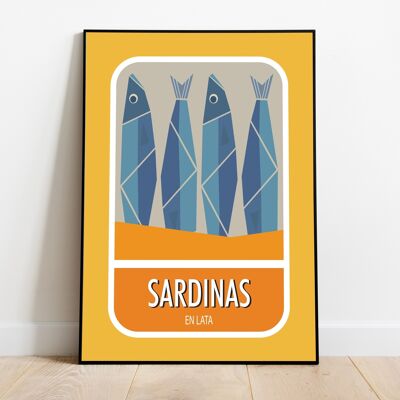 Sardines, Kitchen Print, Foodie Gift, Minimalist Wall Art, Mid Century Print, Pop Art Print, Retro Print, Scandinavian Print, Housewarming