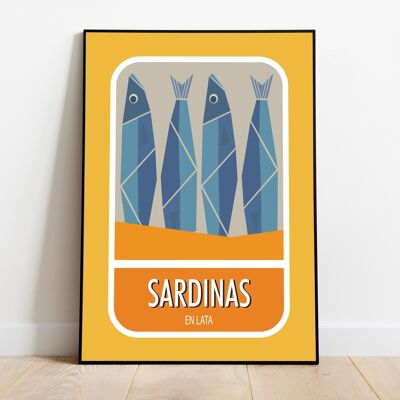 Sardines, impression de cuisine, cadeau gourmand, art mural minimaliste, impression du milieu du siècle, impression Pop Art, impression rétro, impression scandinave, pendaison de crémaillère