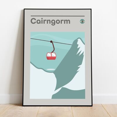 Cairngorm, affiche de remontée mécanique, art mural de station de ski, affiche de voyage en Ecosse, affiche de ski, impression d'art minimaliste, station de ski alpin, cadeau de ski