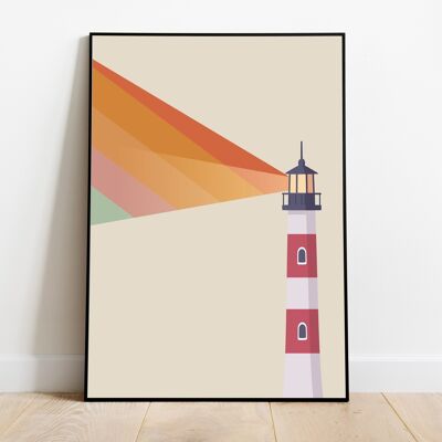 Lighthouse Print - Rainbow Print, Modern Wall Art, Kitchen Print, Minimalist Decor, Retro Print, Travel Poster, Pop Culture, Housewarming