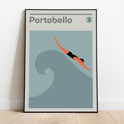 Impression d'Édimbourg - Portobello, natation, plongée, art mural moderne du milieu du siècle, impression de cuisine, décor minimaliste, impression rétro, art mural des années 1960
