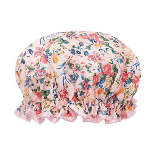 Shower Cap Pink Floral Satin