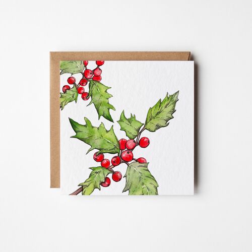 Holly Greeting Card - Bundle of Six