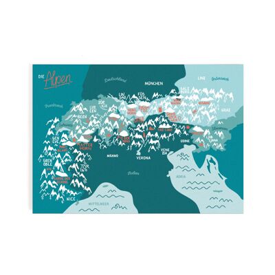 Postkarte - Die Alpen