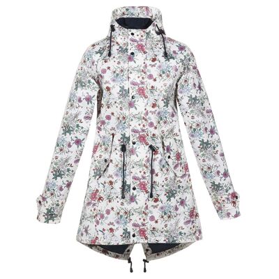 Chubasquero 100% impermeable - blanco con estampado floral