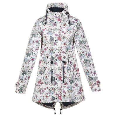 Raincoat 100% waterproof - white with floral pattern