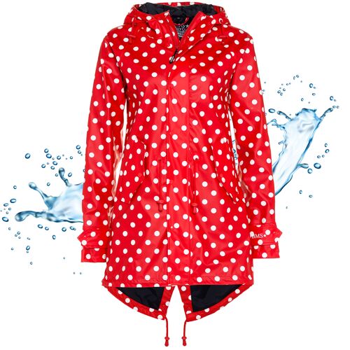 Regenmantel 100% wasserdicht - rot mit Punkten
