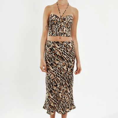 Animal print midi skirt