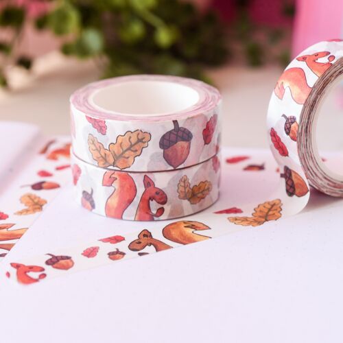 Watercolour Squirrel & Acorns Washi Tape