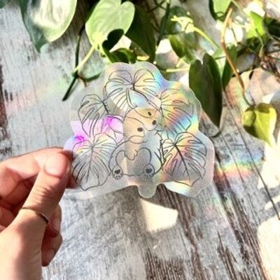 Sun Catcher Sticker, Lichtbrecher, Fenster Dekoration, Regenbogen Effekt, Plantlady, Corgi, Hund