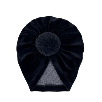 Chapeau bébé turban noir | Velours Mae | 0-2 ans | mai mai 1