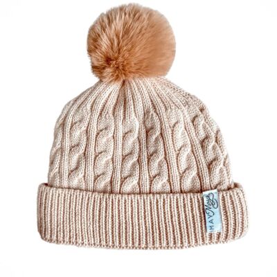 Cappello invernale da bambino Oliver | Beige lavorato a maglia | Maggio maggio