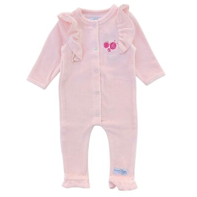 Mono corto de terciopelo rosa | Frambuesas Volantes | mayo mayos | Ropa de bebé