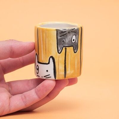 LOIS LIS: Winziger handgefertigter Keramik-Katzenpflanzer