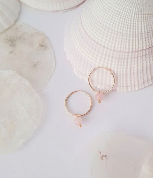 Rose Quartz Pearl Gold Filled Earrings