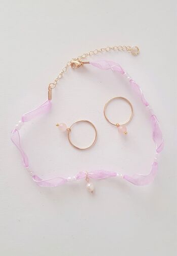 Boucles d'oreilles en or rempli de perles de quartz rose 5